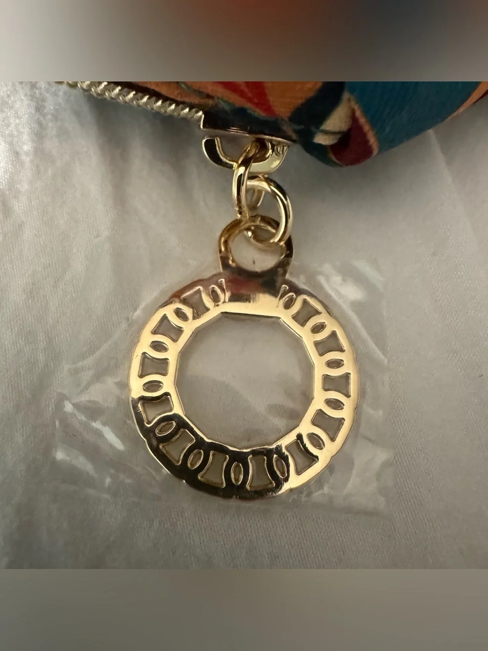 New Estée Lauder Recycled Floral Makeup Travel Bag Pouch‎ Teal Gold Chain Charm